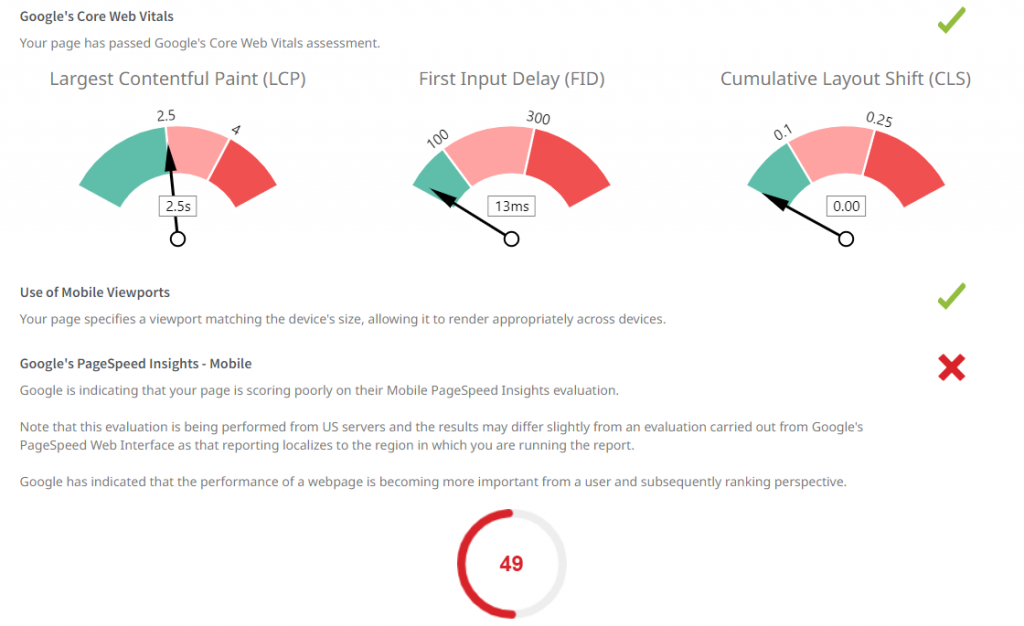 score des signes vitaux du web core